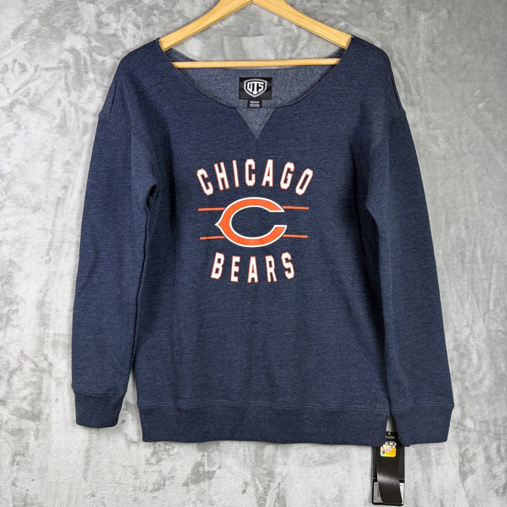 NWT Chicago Bears Womens Sweatshirt NFL Fleece Pullover Navy Blue Fan Gear